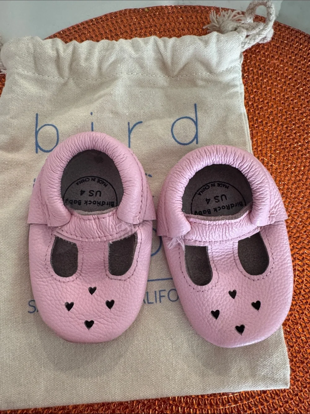 Pink Heart T-Strap Leather Baby Shoes